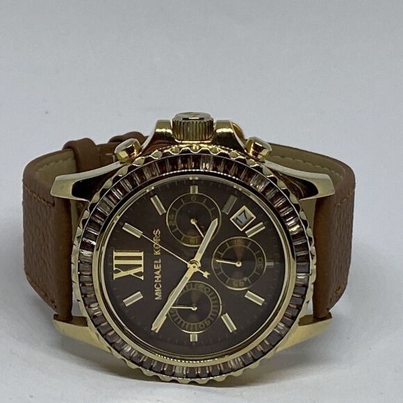 Michael Kors Everest MK5873 Women's Brown Leather Analog Dial Quartz Watch JK568 - Picture 7 of 12